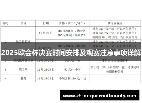 2025欧会杯决赛时间安排及观赛注意事项详解 2025欧会杯决赛时间安排及观赛注意事项详解