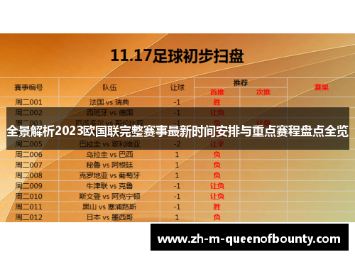 全景解析2023欧国联完整赛事最新时间安排与重点赛程盘点全览