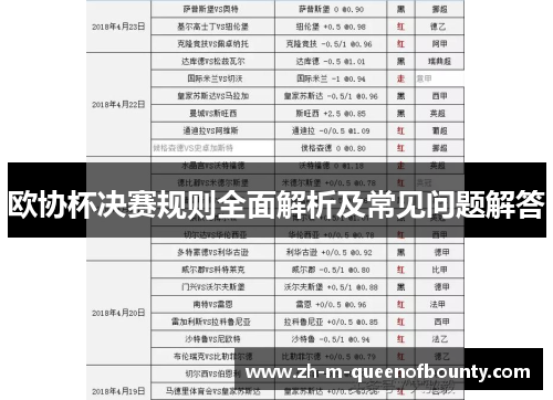 欧协杯决赛规则全面解析及常见问题解答